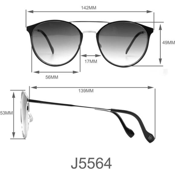 Women's J5564 Retro Metal Round Sunglasses – UV400, 56mm Aviator - Picture 4 of 6